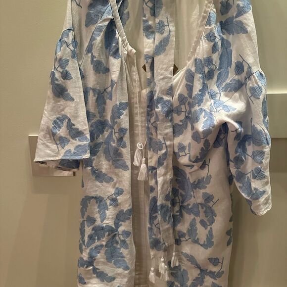 NWT - AUGUST blue and white lemon dress with sash. Size M/L - Picture 1 of 17